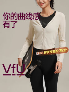 VfU Womens Long Sleeve Fitness Jacket Quick Dry Cool Feeling Yoga Pilates Sportswear V-neck Zipper Closure Autumn Outerwear