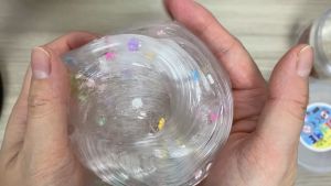 200ML Watermelon Crystal Clear Slime with Glitters Soft Jelly Slime Non Sticky Clear Crystal Slime for Girls Boys DIY Cotton Mud Bubble Slime Stretchy Putty Kids Birthday