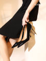 RAIZO Comfortable Classic Handmade High Heels Leather Sole Fashionable Work Commute Shoes Sharp Pointed Toe Women's Footwear. 