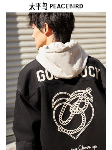 Peacebird Mens Shirt Streetwear Outerwear American Style Cotton Polyester Blend Long Sleeve Sharp Collar Geometric Pattern