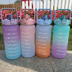 2 Liter Water Bottle Motivational Sport Water Bottle With Time Marker Portable Reusable Plastic Cups Outdoor Travel Gym Jugs