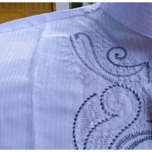 COD !!! Baju Koko Muslim Pria Putih Polos Lengan Panjang Motif Bordir