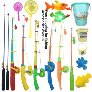 Childrens Fishing Toy Kit Cat Fishing Rod Magnetic Fish Net Accessories Educational Fishing Game for Kids Plastic Non-electric