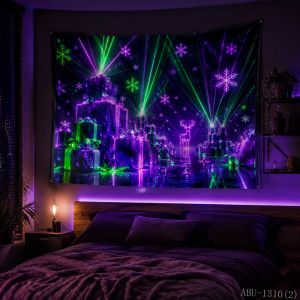 VIKAMA Neon Hồng & Xanh Dương Tuần Lộc Bông Tuyết Cây Giáng Sinh Tấm Thảm Polyester Chống Thấm Nước Trang Trí Cho Phòng Ngủ Phòng Khách Ký Túc Xá