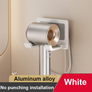 Wall Mount Aluminum Alloy Waterproof Holder No-Drill Blow Dryer Organizer & Bathroom Storage Fits All Hair Dryers
