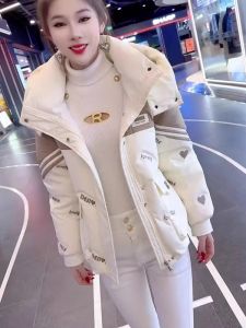 LILY MOST White Duck down Jacket Detachable Hat Womens Winter New Style Short Coat No Wash Straight Tube Thickened Long Sleeve