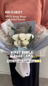 HER.FLORIST [ORI] 5PCS Soap and Dried Flowers Bouquet  /  Buket Bunga Sabun dan Bunga Kering / Buket Wisuda Hadiah Kado