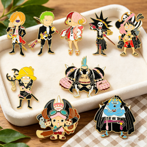 Bandai | Anime Inspired Pirate Crew Enamel Pins Cute Character Lapel Brooches Collectible Hard Enamel Badges for Backpack Fans Gift