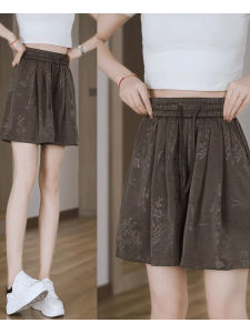 WANGGONGZHU | High Waist Ice Silk Wide Leg Pants Womens Fashionable Five-Quarter Short Shorts Summer 2025 New Plus Size National Style Vinegar Acid Slimming
