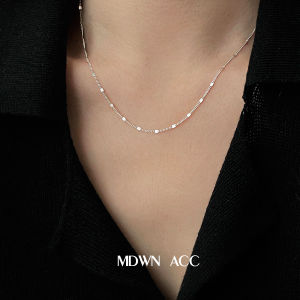 Mdwn | Starlight Flowing 925 Sterling Silver Necklace for Women Minority Simple Super Flash Basic Chain Clavicle Chain Ins Easiest for Match