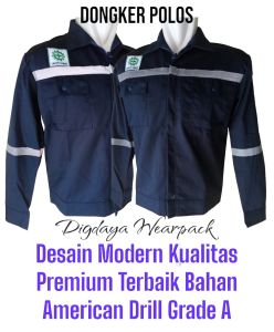 Baju Wearpack Pria Safety K3 Seragam Kerja Proyek Tambang Lapangan Bengkel Las Atasan Lengan Panjang Bahan American Drill Grade A Navy Dongker Navy Blue