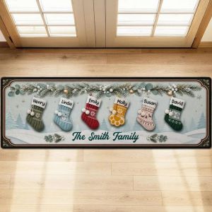 VIKAMA Christmas Long Rug Entrance Floor Mat for Welcome at Doorway Anti-slip Kitchen Corridor Rug 2027 Home Decoration