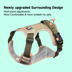 [โปรโมชั่น จำกัด เวลา 30% off] Mojioo สายรัดสไตล์สะท้อนแสงสำหรับสุนัขขนาดกลางและขนาดใหญ่สายจูงสัตว์ปรับได้สายจูงสัตว์เลี้ยง2เส้นคลิปสายจูงปรับเสื้อกั๊กสุนัขบุนวมฝรั่งเศสลาบราดอร์มือจับอุปกรณ์ควบคุมง่าย