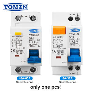 TOMZN TPNL DPNL AC230V 1P+N Residual Current Circuit Breaker With Short-circuit Protection Overload Leakage Protection RCBO MCB