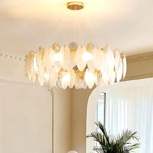 Đèn trần lông vũ xòe mềm mại sang trọng decor phòng ngủ phòng khách với ánh sáng dịu nhẹ an toàn cho mắt