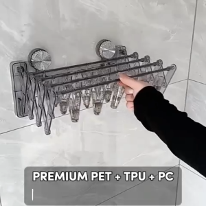 Ready Stock Transparent Heavy Duty Socks Drying Rack Wall Mounted Clips Lingerie Hanger Rak Penyangkut Klip Stokin Lekat Dinding Jemuran Boleh Lipat Boleh Laras Foldable Storage Organizer Laundry Toilet Hanger Baju Tuala Bilik Mandi Balcony WashroomCloth
