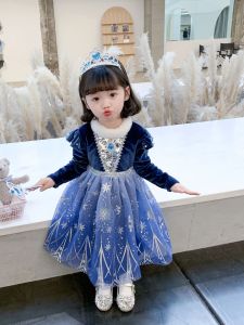 Warm Elsa Princess Themed Long Sleeved Dress