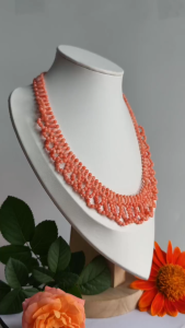 [ Woosilver ] Vòng Cổ SH Hồng Cam Đan Nhiều Tầng Vintage - SI NHẬT - VCĐSH6