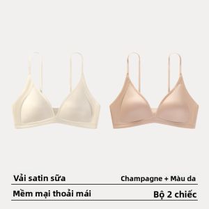 Áo ngực AIMO cho nữ làm bằng vải satin mỏng không đường may dáng chữ V dây mảnh