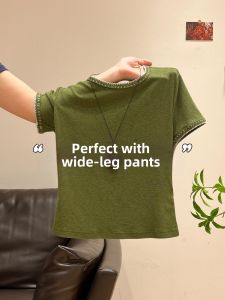 V.C.I | Flattering Green Crew Neck Short Sleeve T-Shirt