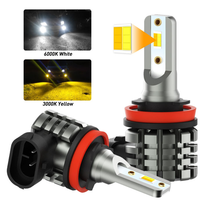 Auxito 2pcs H11 Led Dual Color Fog Lights Bulb H8 H9 H11 H16 Daytme Runing Light Fog Lamp 6000k 3321