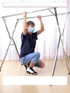 2.4m Ampaian baju Folding Drying Racks Single Pole Stainless Steel Rak Baju Extendable/penyidai baju/Clothes rack/ with wheels