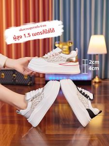 WANGGONGZHU | รองเท้าผ้าใบส้นสูงพื้นหนาสำหรับผู้หญิง ฤดูใบไม้ผลิและฤดูใบไม้ร่วง รองเท้าลำลอง ทรงสลิ퍼 ทรงหัวมน ส้นเตี้ย ทรงหัวมน