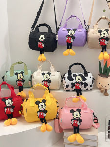 Casual Black Single Shoulder Bag for Girls And Boys Cartoon Design Compact Handbag Nylon Material Zipper Closure Daily Use