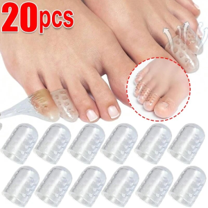 20pcs Anti-Friction Toe Separators Soft Silicone Toe Protectors Elasticity Silicone Toes Caps Gel Toe Tubes Prevents Blisters Toe Caps Foot Care Finger Covers Little Toe Tube Protectors