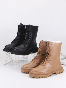 Giày Bốt Martin Phong Cách Anh Quốc Cổ Điển Đế Dày Đế Phẳng Khóa Kéo Bên Hông Mũi Tròn Dây Chéo Giày Bốt Thời Trang Cho Nữ