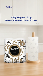 Lốc 2 Cuộn Giấy Bếp Đa Năng Paseo Cao Cấp Lau Dầu Mỡ Thấm Hút Nhanh In Hoa (2 lớp)