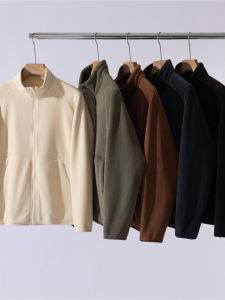 เสื้อแจ็คเก็ตขนลิงปะการังหนาสำหรับผู้ชาย ทรงปกติ แขนยาว ปกเสื้อแบบสวมหัว ผ้าขนแกะ ฤดูใบไม้ร่วง/ฤดูหนาว ระบายอากาศได้ดี อบอุ่น