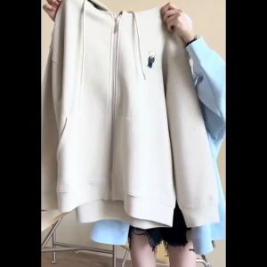 Zipper Hoodie 2024 Autumn Winter New Womens Oversize Hoodie High Street Fashion Brand ins American Top