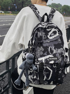 Trendy Graffiti Large Capacity Mens Backpack Casual School Bag for Junior High School Students And College Students