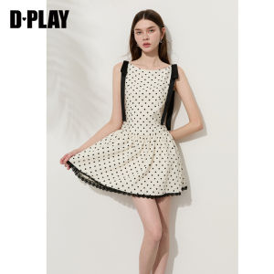 D-PLAY | Apricot Polka Dot Sleeveless Fitted French Short Dress