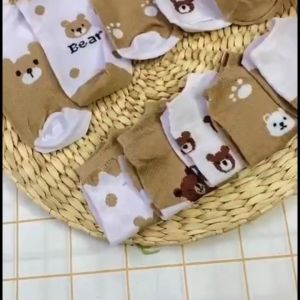 RADEYA Kaos Kaki Wanita Motif Beruang Ankle Socks Dewasa Kaus Kaki Pendek Aksesoris Fashion Wanita