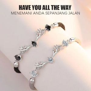 GELANG COUPLE Anyaman Yang Dapat Disesuaikan Tanduknya Ditata Dengan Zirkonia Gelang Pasangan Rings Set