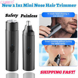 Cammuo 2-in-1 Electric Shaver Mini Nose Hair Trimmer Mens Painless Razors Beard Remover Eyebrow Shaving Tools