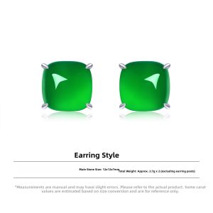 AILEQ | Natural Chalcedony Green Square Earrings