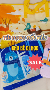 [HỎA TỐC] Túi đựng quần áo chăn mền lưu trữ giỏ đồ cho bé đi học nhà trẻ vải không dệt khóa kéo nắp trước in hình dễ thương kích cỡ 57*40*22Cm Urombaby
