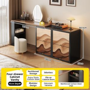 MEISD | Steel Cream Style Extendable Small Space Makeup Dresser