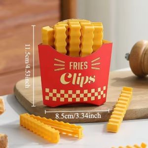 12Pcs/Set Food Moisture-proof Sealing Clip with Magnetic Refrigerator Sticker Fries Long Strip Snack Clip Creative Gift