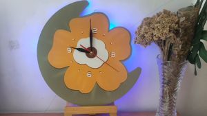 RC 198 Jam Dinding Ukir HOME Sweet Home BUNGA MATAHARI NEW Hiasan dingding Ruang tamu/ kamar tidur