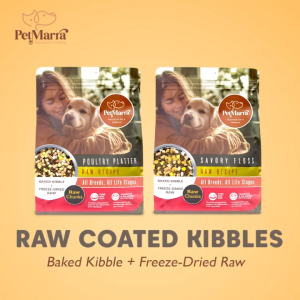 PetMarra Dog & Puppy Dry Raw Chunks Savory Floss 1kg + Chunks Gravy Pouch Chicken Liver 130g BUNDLE