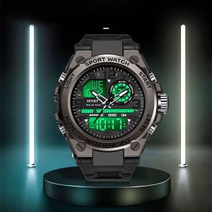Fashionable mens watch high school student multifunctional luminous dual display sports electronic watch