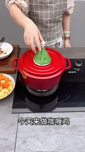 French Cool Color 24cm Enameled Cast Iron Wok with 4.2L Capacity and Oval Stew Cooking Pot