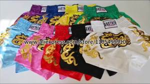 Boxing Shorts Black Red Fight Kickboxing Shorts Men Women Kids Muay Thai Pants Stars Embroidery Gym Workout MMA Training Uniform
