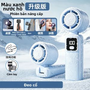 Quạt Làm Mát Mini Cầm Tay Sạc Lại Được 2026 199 Tốc Độ Điều Chỉnh Màn Hình Kỹ Thuật Số Có Thể Gập Lại Tích Hợp Đèn LED Dùng Cho Gia Đình