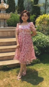 Đầm voan hoa cup ngực dáng dài BIGSIZE (55kg đến 95kg) - 23SD24 - [BUstu Bigsize]