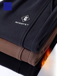ROMON | Romon Thickened Fleece Lined Loose Fit Sports Pants Youth Casual Trousers Autumn Winter New Style Warm Cuffed Leisure Trousers